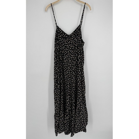 Natural Life Wide Leg Jumpsuit XL Black Floral Boho Cottagecore Casual Comfy - Picture 6 of 9